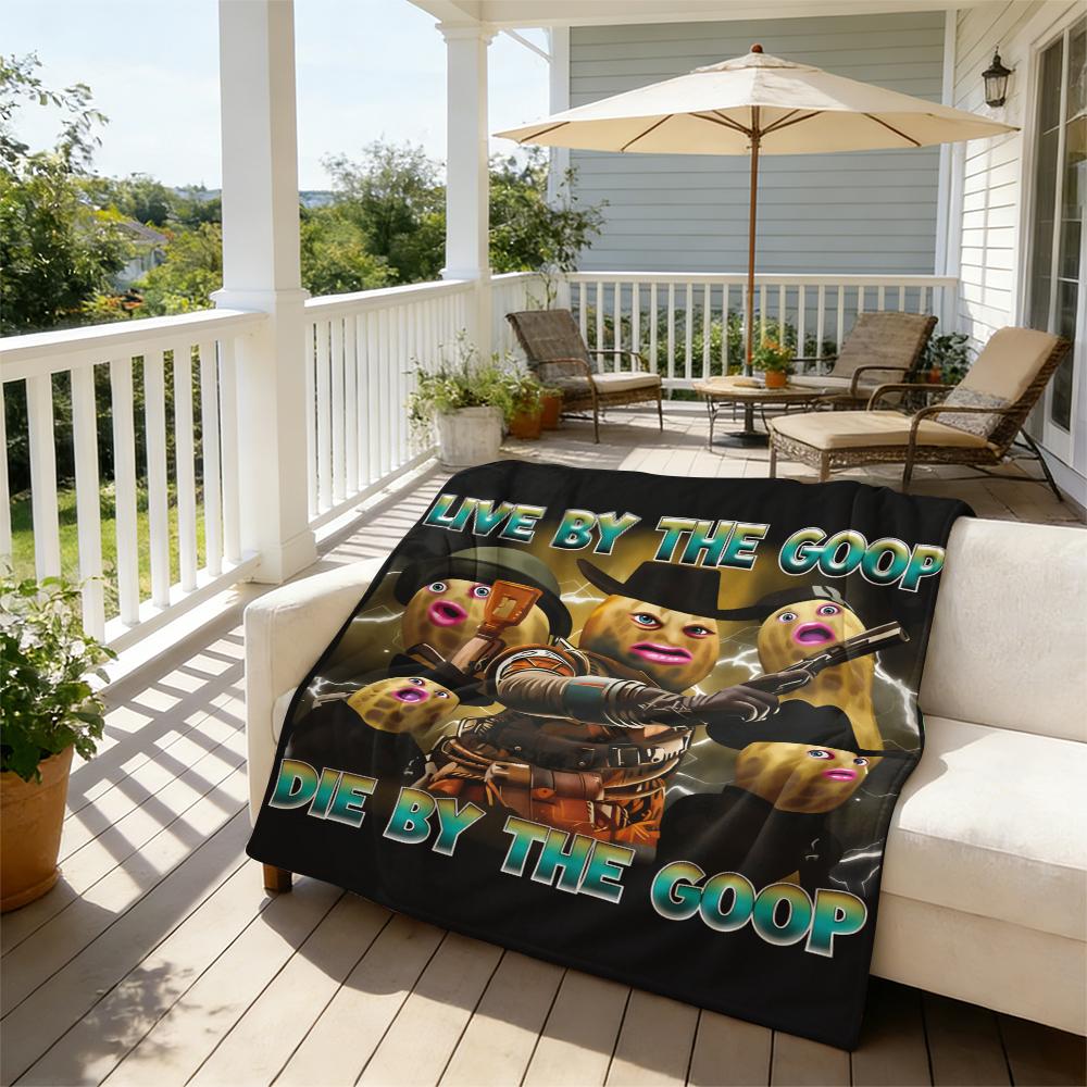 Live By The Goop Die By The Goop Funny Peanut Meme Print Flannel Blanket Cooling Blanket Homegoods Soft Cozy For Bedroom Living Room Sofa Couch For Meme Lovers Teens Adults Perfect Gift Suitable for all four seasons