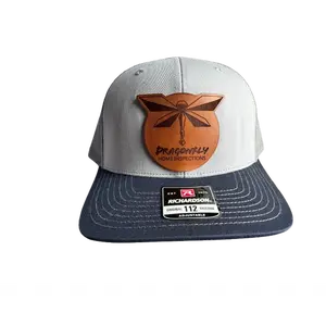 "Custom Logo Leather Patch Hat | Personalized Embossed Leather Patch Trucker Cap | Business Logo Hat | Promotional Mesh Cap | Company Hat"