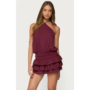 Edikted Women's Fontella Ruffled Halter Neck Romper