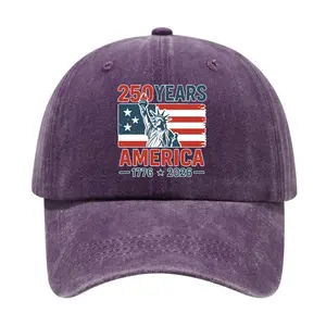 2026 New Trendy Versatile American Independence 250th Anniversary Printed Washed Vintage Soft Top Outdoor Sunshade Baseball Cap