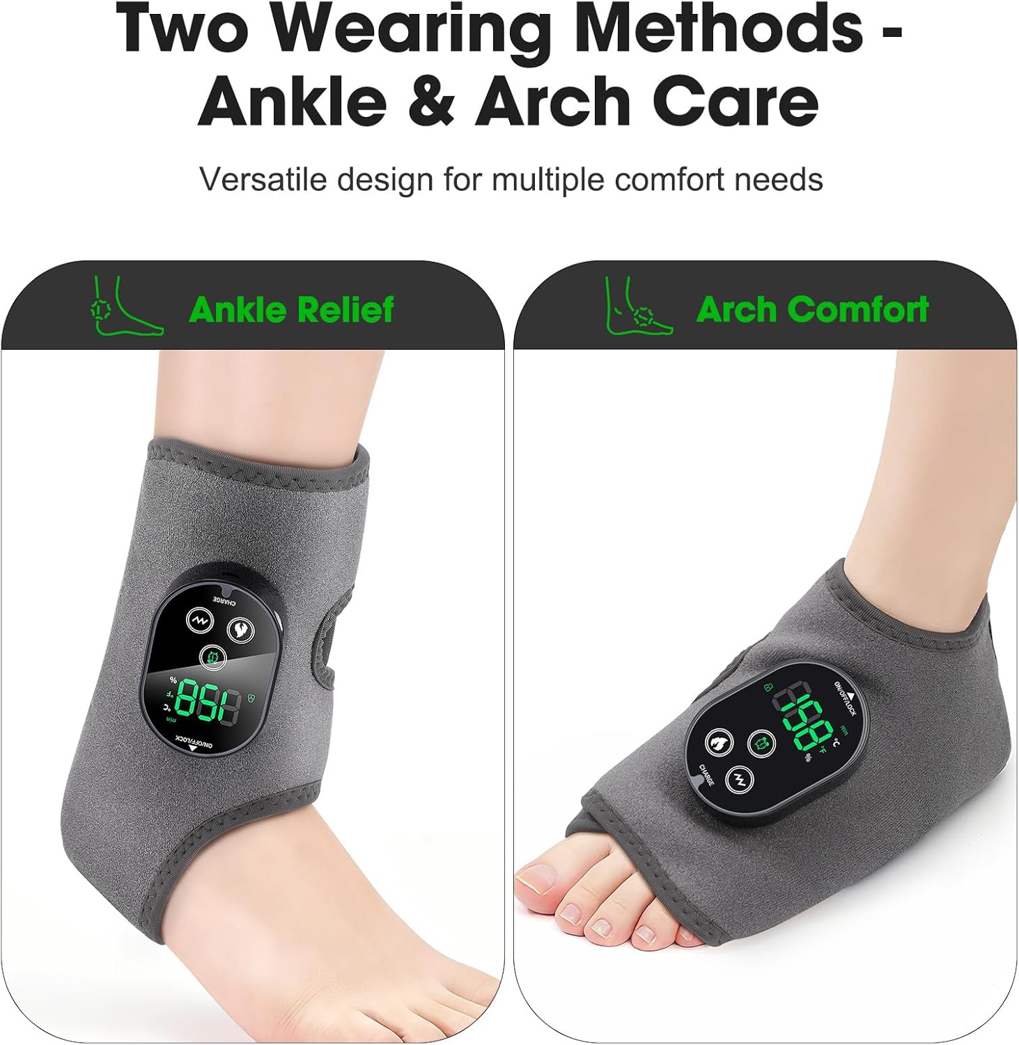 Cordless Ankle Massager for Pain Relief, Foot Massager for Neuropathy, Foot and Ankle Massager, Ankle Heating Pad with Massage, Adjustable Timer, 6 Heat Levels, 3 Vibration Modes, Single One ,Durable Ankle Support ,Durable Ankle Support