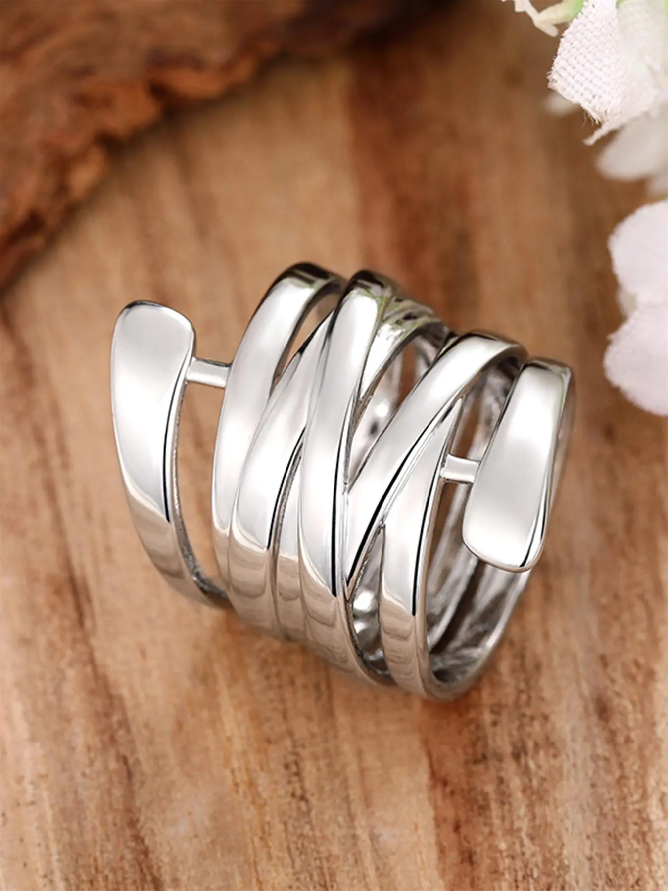 Vintage Hollow Out Geometric Design Wrap Ring, Adjustable Rings, Elegant Fashion Rings, Fashion Accessories for Women, Trendy Jewellery Accessories, Trendy All-match & Exquisite Jewelry for Birthday Gift