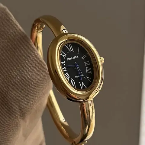 Women's Elegant Oval Vintage Quartz Watch, Exquisite Stainless Steel Wristwatch, Modern Fashion Watch with Gift Box, Great Gift for Women, Fashionable Watch, Fashionable Stylish Watch, Fashionable Wristwatches