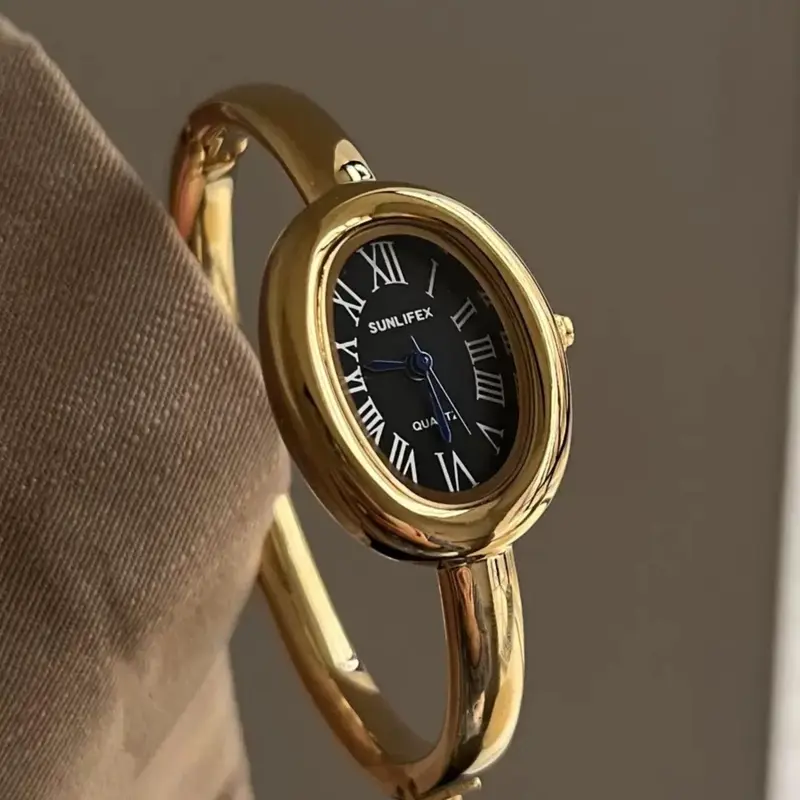 Women's Elegant Oval Vintage Quartz Watch, Exquisite Stainless Steel Wristwatch, Modern Fashion Watch with Gift Box, Great Gift for Women, Fashionable Watch, Fashionable Stylish Watch, Fashionable Wristwatches