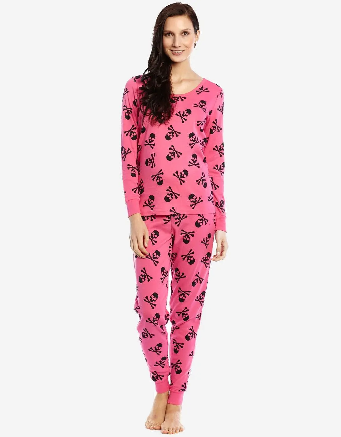 Womens Hot Pink Skull Pajamas