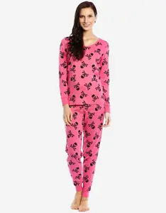Womens Hot Pink Skull Pajamas