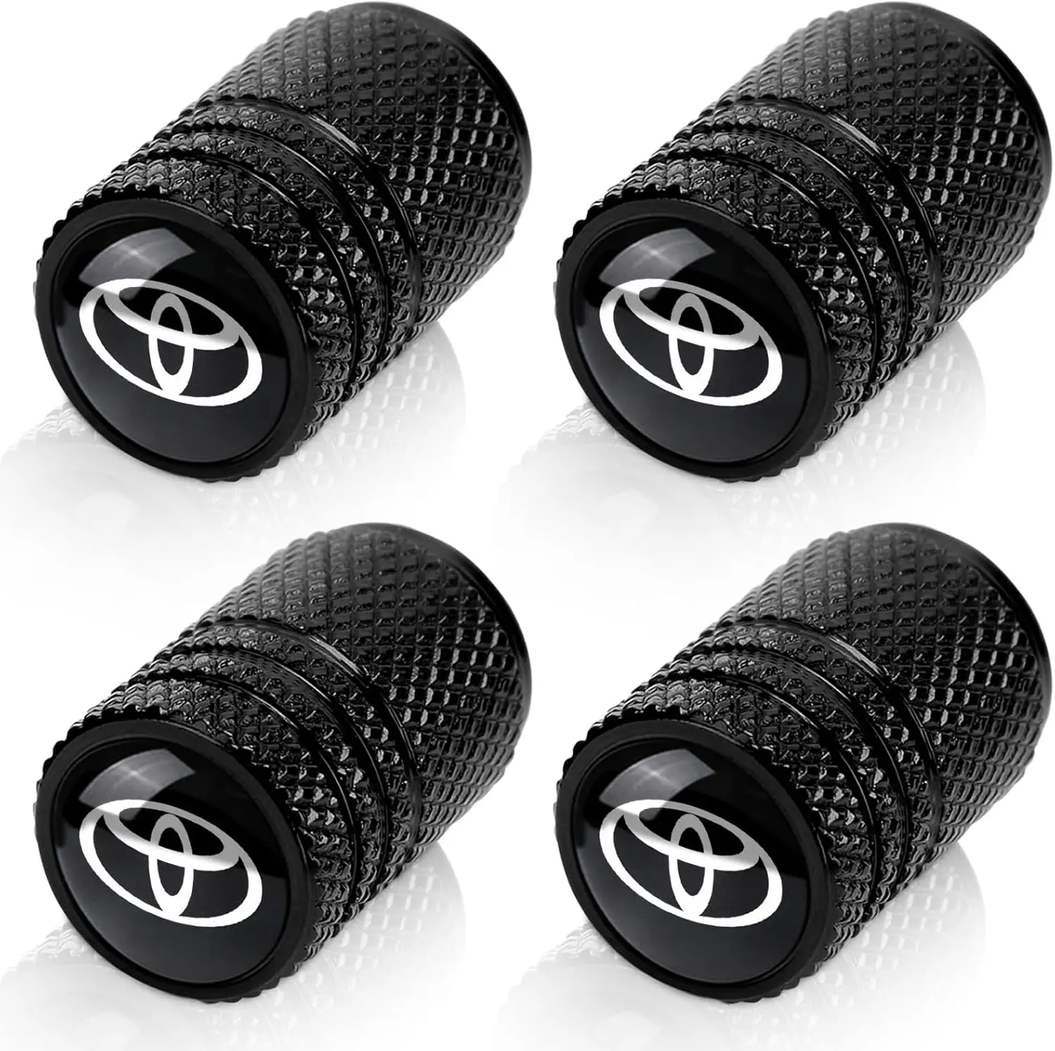 Tire Valve Stem Caps for Toyota, Corolla, RAV4, Highlander Metal Car Wheel Air caps Auto Valve Stem Caps Accessories 4 Pcs Black