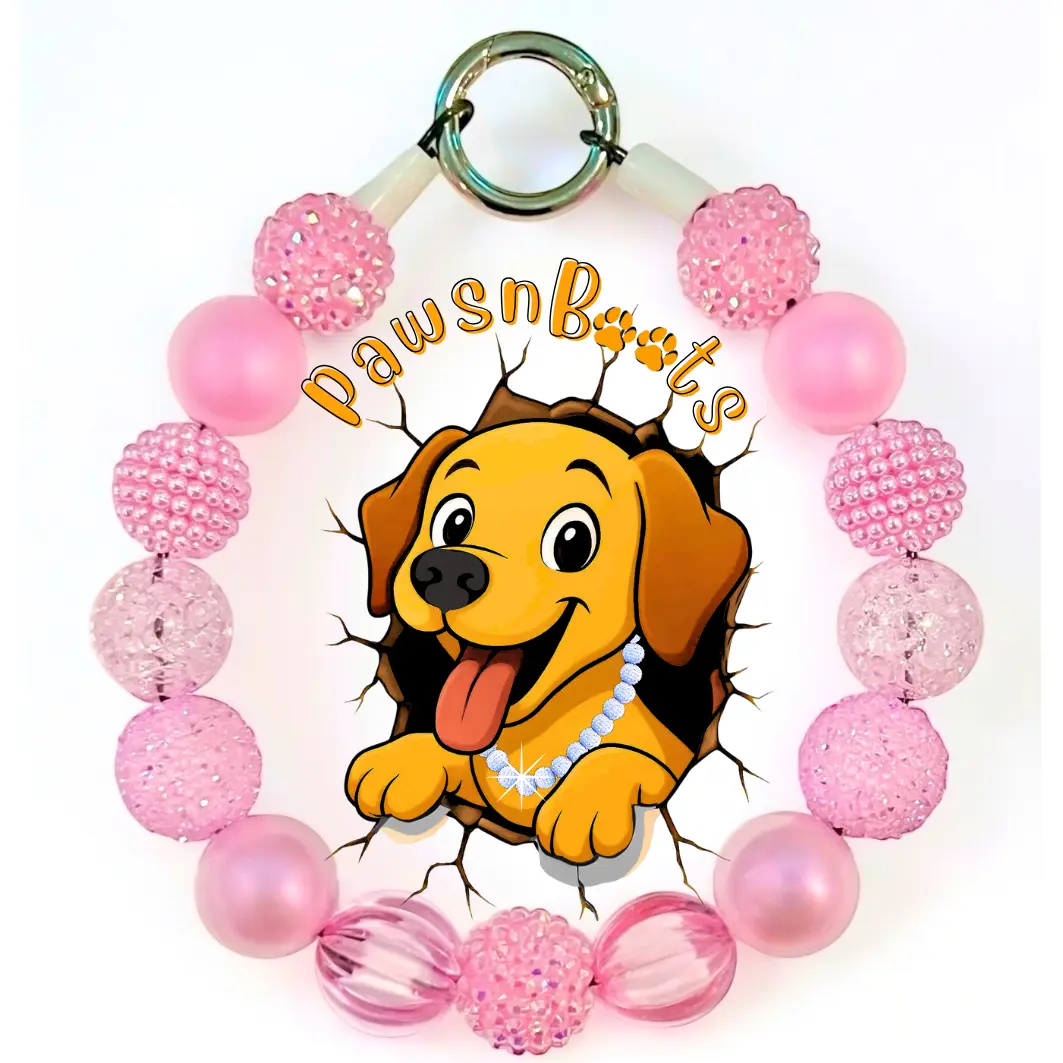 PawsnBoutique Cherry Blossom Necklace for Dogs & Cats Delicate Pink Beads with Sparkling Accents Adjustable Lightweight Floral-Inspired Collar