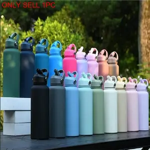 Large Capacity Ceramic Coated Inner Stainless Steel Insulated Tumbler 1000ML, Portable Handle with Straw, Outdoor Sports Water Bottle for Men and Women