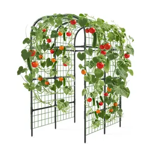 Metal Garden Arch Trellis, 7.3Ft Black for Raised Beds, Plant Support for Cucumbers & Climbing Vegetables