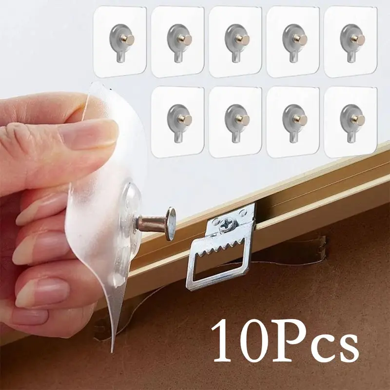 Wall-Mounted Hooks (10pcs), Punch-Free Self-Adhesive Picture Frame & Painting Hooks, Traceless Stick Hooks for Kitchen & Bathroom, Sticky Hooks For Hanging, Wall Mount Acrylic, Room Organization Products, Hooks For Walls No Damage