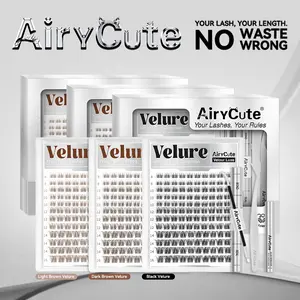 Velure | AiryCute Velour Luxe Collection Upgrade U Lashes with Ultra-Dense, Waterproof, Long-Lasting Lashes | Venus | Natural Daily | Beginner-Friendly DIY Lashes for a Flawless, Voluminous Look | Trendy & Must-Have Clusters