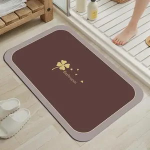 Four-leaf Clover Bathroom Mat, Diatomaceous Earth Bathroom Mat, Super Absorbent and Non-slip Bathroom Mat, Stain-resistant and Quick-drying Bathroom Carpet, Suitable for Bathtubs and Shower Rooms, Home Décor.