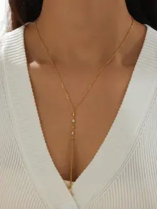 Stainless steel gold four-pointed star y-necklace for women Dangling Charms Necklace