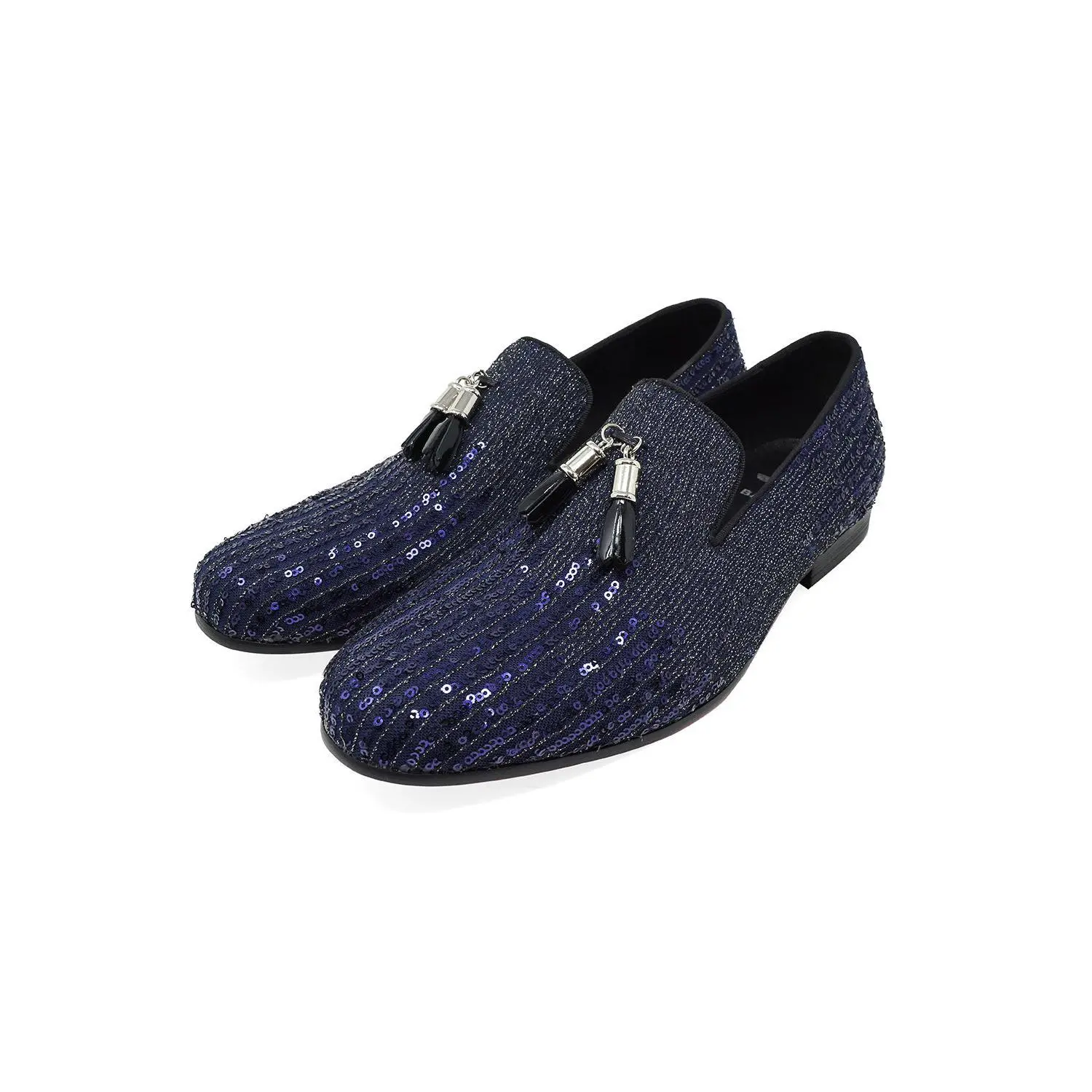 POKER PLAY Tassel Loafers - Stylish Flat Shoes with Elastic Tassel Detail for Comfort and Style Casual Leather Sparkling Sequins Footwear Eveningwear Boy Women Rubber