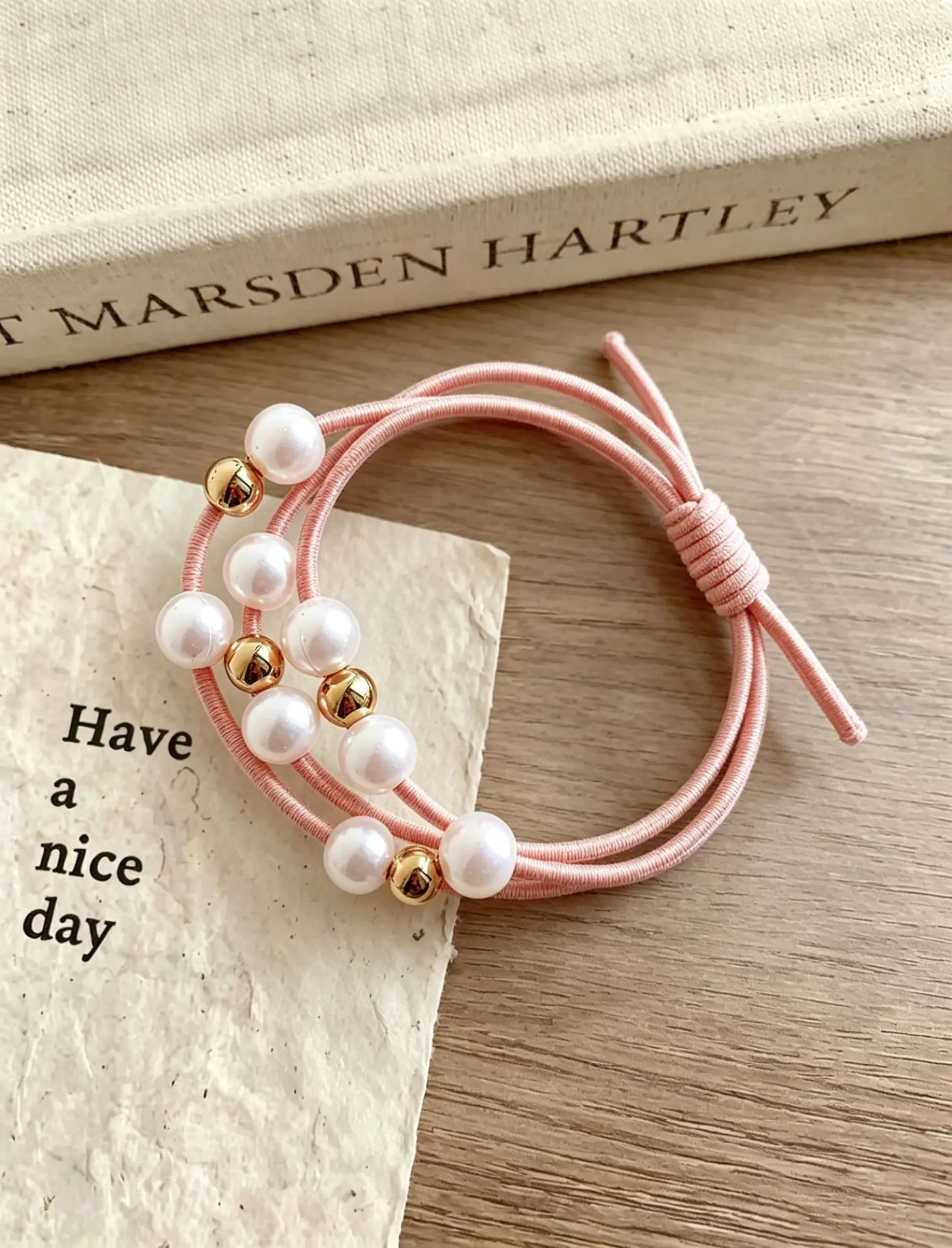 [1 gift]Three strand hair string pearl headband, simple and versatile