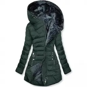 , long-sleeved, form-fitting, warm hooded jacket, overcoat, cotton-padded jacket for women