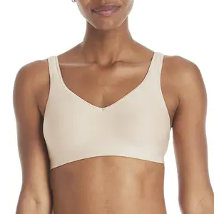 Hanes Women's Wireless Bra, Smooth Comfort Full-Coverage T-Shirt Bra, Single or 2-Pack XX-Large Nude