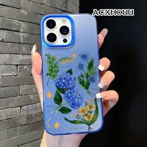 Compatible for iPhone 17 16 E 15 14 16promax 16pro 15pro 13 12 11 Case, Clear Case Soft TPU Shockproof Protective Case Stylish Patterns phone case nic junk phone cases Blue Floral Bouquet Collection