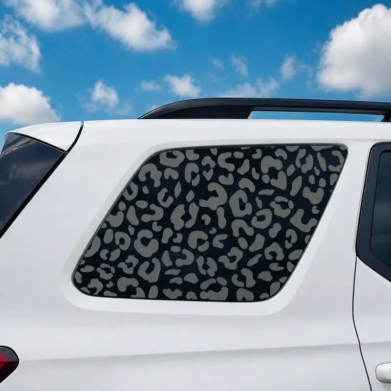 Leopard Print Car Window Decal Matte Black Vinyl Side Window Sticker