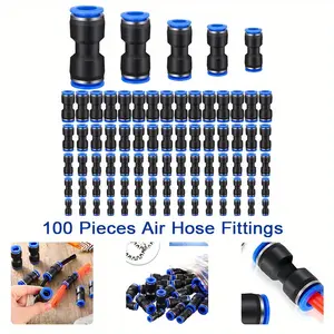 100 Pieces Air Hose Fittings Air Line Fittings Straight Push to Link 4 6 8 10 12 mm Quick Release Pneumatic Connectors Plastic Straight Tube Connector Push to Connect Fittings for Tube