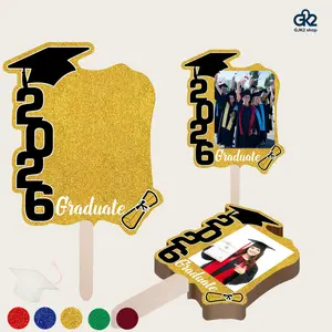 Class of 2026 Graduation Photo Frame Fan, DIY Picture Insert Handheld Sign, Glitter Graduation Party Photo Booth Prop, Personalized Graduation Decoration for 2026 Graduates