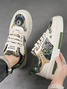 Men's Fashionable Patchwork Design Lace Up Low Top Sneakers, Casual Comfortable Athletic Sports Shoes for Daily Wear, All-match Skate Shoes for Men