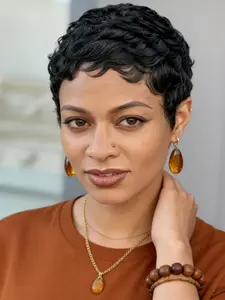 Short Wigs for Women Pixie Cut Human Hair Wigs Short Layered Pixie Wig With Bangs  Full Machine Made