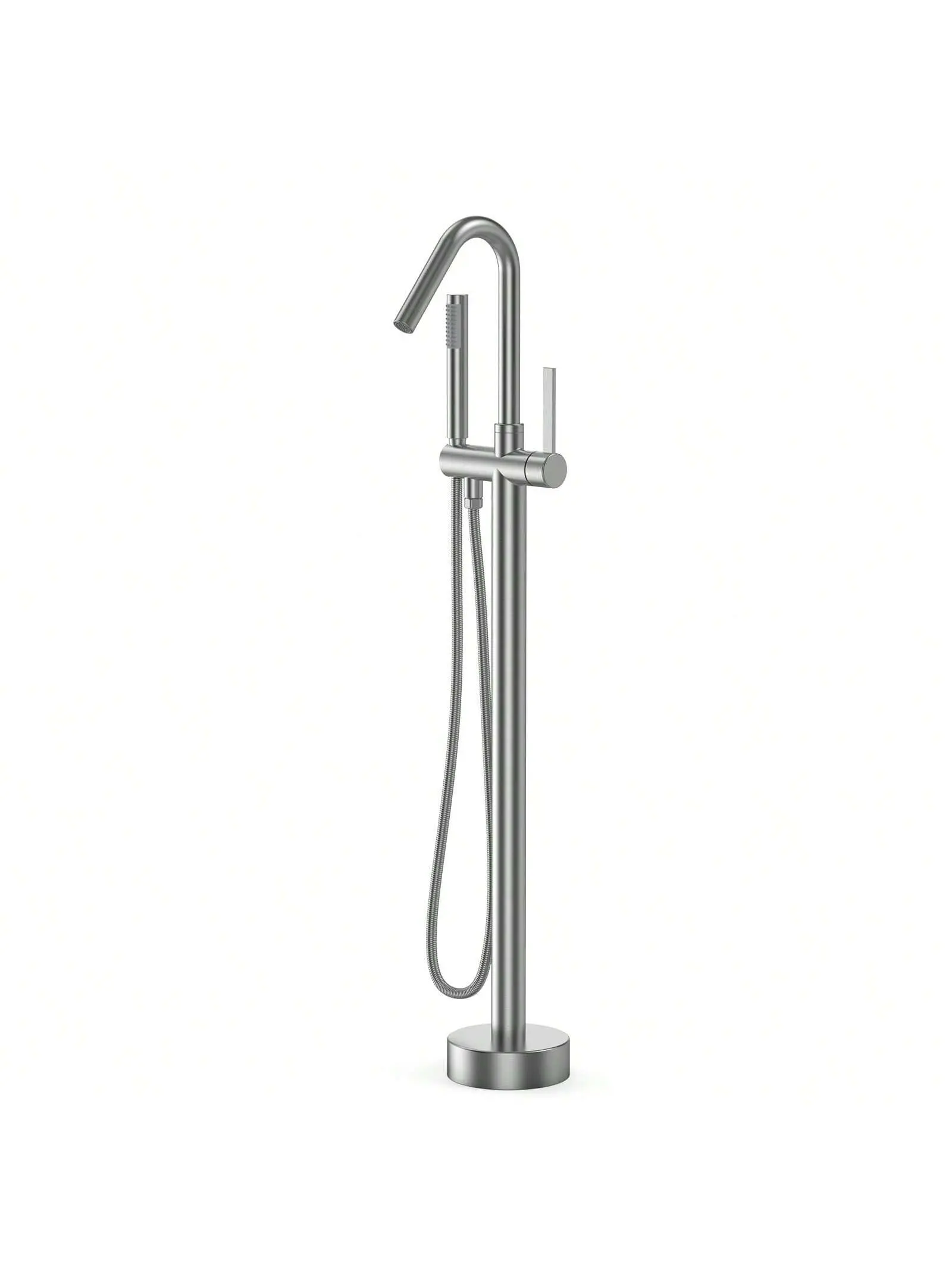 【Christmas Gift】Freestanding Bathtub Faucet Tub Filler Brushed Nickel Floor Mount Bathroom Faucets Brass Single Handle With Hand Shower,Standing Tub Faucet
