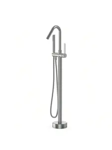 【Christmas Gift】Freestanding Bathtub Faucet Tub Filler Brushed Nickel Floor Mount Bathroom Faucets Brass Single Handle With Hand Shower,Standing Tub Faucet