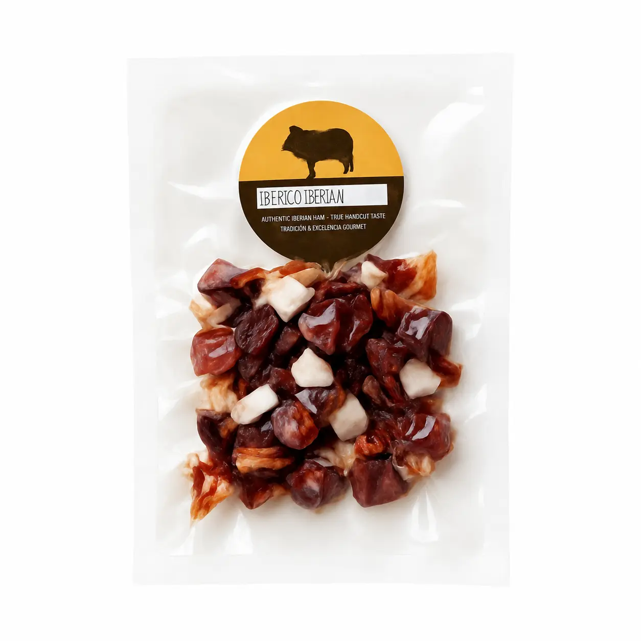Premium Iberian Bellota Ham Cubes (Taquitos de Ibérico) - 4 oz Nitrate-Free Chilled Storage Pork, Naturally Flavored Low Fat Sugar Free Authentic Spanish Refrigerated Meat for Cooking, Prepared For Cooking