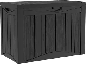 Keter ARI 50 Gallon Lockable Resin Deck Box, Waterproof & UV-Resistant Outdoor Storage Box for Outdoor Cushion Storage, Garden Tools & Pool Accessories Storage, Black