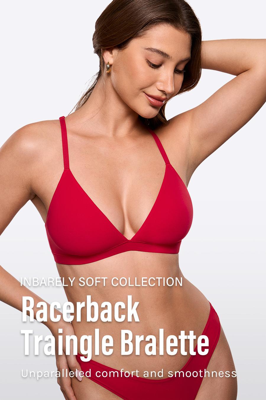 INLYRIC Women's Inbarely Soft Triangle Racerback Bralette - No Padding Unlined No Underwire Comfort Everyday Plunge Bralette SpringStatements