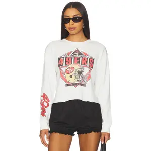 Junk Food 49ers Helmet Crop Sweatshirt in Vintage White