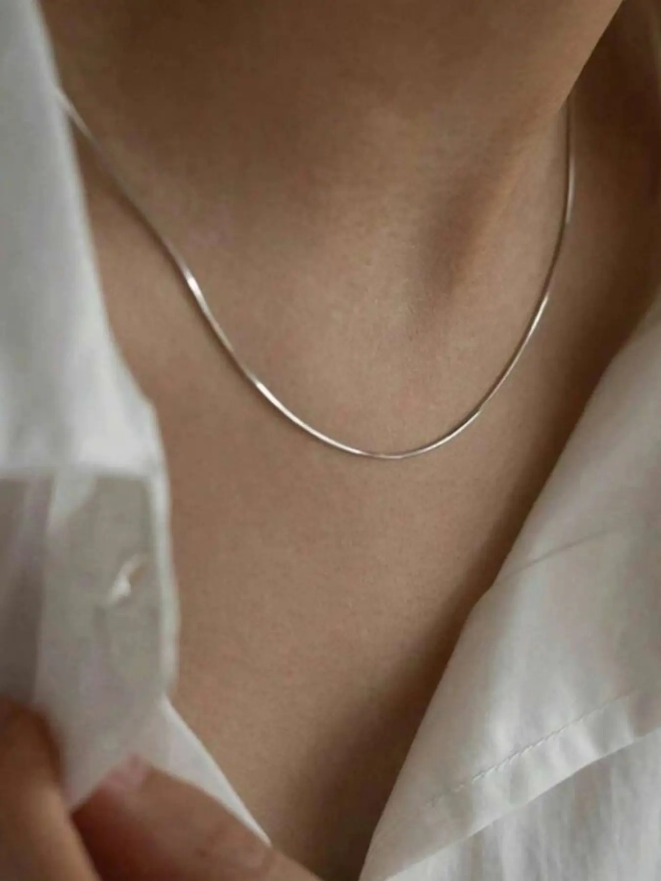 Stainless Steel Round Snake Bone Necklace, 18k Clavicle Chain, Fashion Minimalist Luxury Jewelry for Women, Necklace Gift, Versatile Everyday Wear, Elegant Necklace