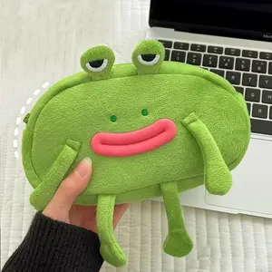 1/2/4pcs Frog Shape Plush Pencil Case, Soft Zipper Pouch Holds 30 Gel Pens, Cute Desktop Organizer for School Supplies & Makeup