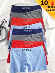 Random Colors,6/10 COUNTS,Men's Seamless Briefs with Side Stripes, Comfortable Breathable Underwear, Casual Youth Innerwear, All Seasons