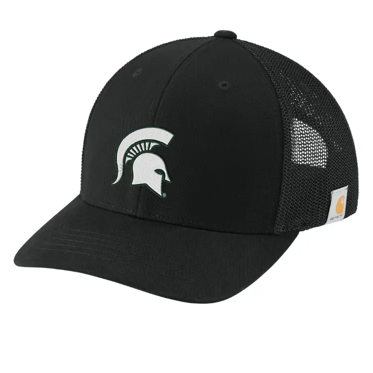 MSU Spartan Helmet Sparty Carhartt Trucker Hat - Black