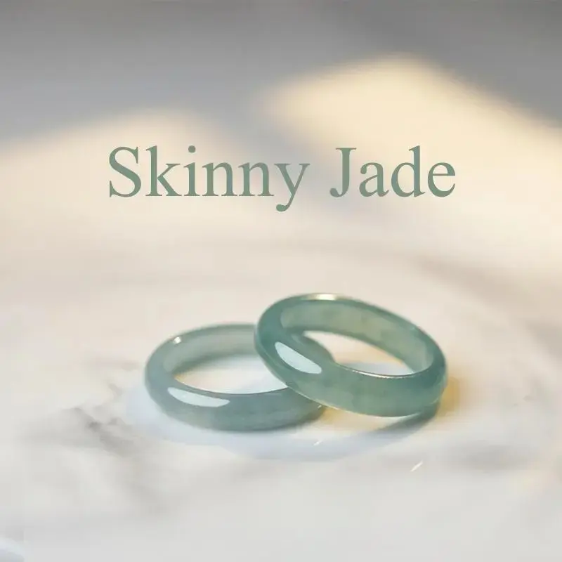 Natural Minimalist Slim Green Jade Ring, US Size 3-13, Polished Stacking Ring, Boho Gift for Her, Promotes Calm Balance & Natural Elegance,summervibes Skinny Jade Ring
