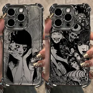 Junji Ito horror Hot comics Soft Plating Phone Case For iPhone 17 16 15 14 13 12 11 Pro Max Plus Air Mini