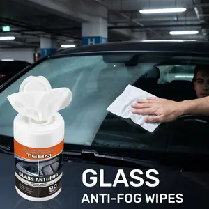 Glass Cleaning Wipes, 90 Count, Clear Vision, Long-Lasting Anti-Fog, No Residue, Non-Sticky, Ideal for Car Windshield, Side Windows, Rearview Mirror
