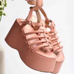 STYLESTRY Women/Girls' Peach Wedges Platform Shoes - Strappy Design & Comfortable Heel for Stylish Looks