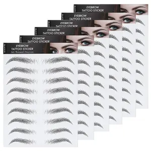 Molain Brow Tattoo Eyebrow Peel Off Temporary Tint Waterproof 4d Realistic Sticker Angled Stencil Removal Practice Drawing Color Sheets Patches Women Girls Makeup(6 PCS Black)