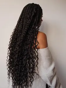 32 Inch Long Deep Wave Braided Lace Wigs for Women, Gorgeous Fluffy Wigs with Baby Hair Bangs, Synthetic Lace Braid Wigs for Party, Daily Use, Synthetic Fiber Wig