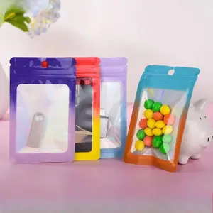 30-Pack 10.5*15cm Rainbow Colored Reusable Sealing Zipper Bags, Opaque Holographic Jewelry Sample Bags, Small Business Resealable Packaging Supplies
