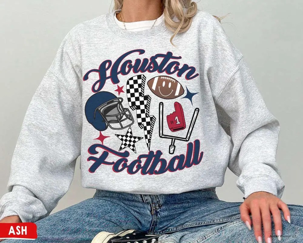 Retro Houston Football Crewneck, Texan Sweatshirt, Hoodie,  Vintage Houston Football Crewneck Sweatshirt, Hoodie,  Houston T-Shirt