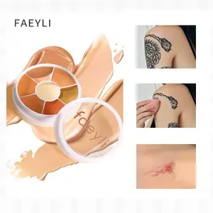 Faeyli 2-PC 7-Color Concealer & Foundation Kit - Cosmetic Makeup with Light to Full Coverage, Smooth Texture, 24H Long-Lasting, Waterproof, Sweatproof, Ideal for Outdoor Activities, Suitable for All Skin Types