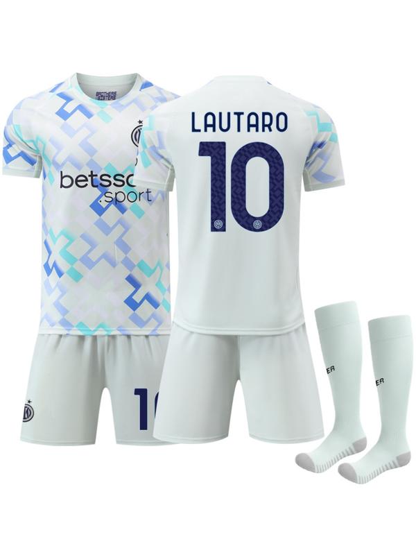 2526 New Inter Milan Away Football Kit, No. 9 Thuram, No. 23 Barella, No. 10 Lautaro, White Set Jersey