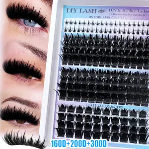 246pcs/182pcs Russian Lash Extensions Kit Spikes Lash 3D Volume Eyelash Clusters, Fluffy, 60D/100D/160D/200D Bottom&Spiky Lashes Clusters Volume Individual Lashes Cluster Extensions Spikes Lashes Clusters Fairy/Manga Eyelash, 6-18mm Mixed Length, Natural