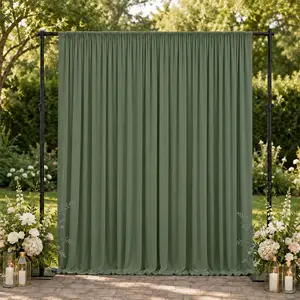 10ft x 10ft Spandex Backdrop Curtain Dusty Sage Green, 4-Way Stretch Wrinkle-Free Photo Booth Backdrop with Rod Pockets for Wedding & Events